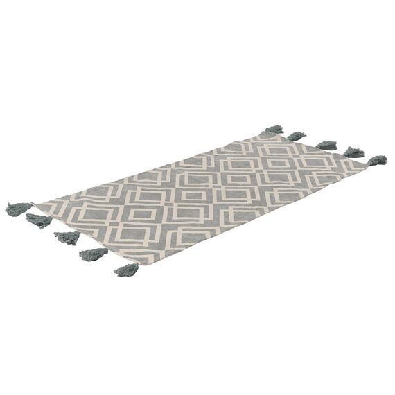 Ковер из хлопка с этническим узором Ромбы и кисточками из коллекции Ethnic, 70х160 см, изображение 5