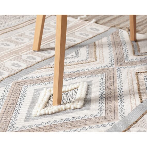 Ковер из хлопка, шерсти и джута с геометрическим орнаментом из коллекции Ethnic, 70х160 см, изображение 5
