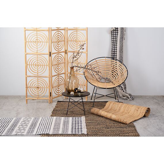 Ковер из хлопка с контрастным орнаментом и бахромой из коллекции Ethnic, 120х180 см, изображение 4