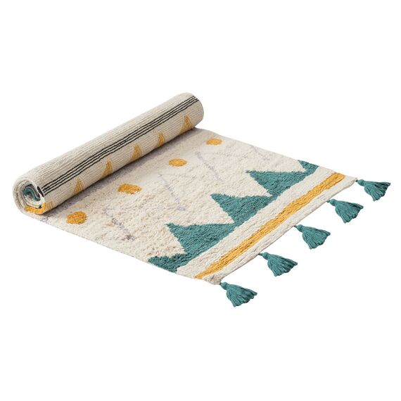 Ковер из хлопка с контрастным этническим орнаментом из коллекции Ethnic, 70х160 см, изображение 3