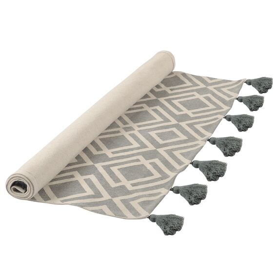 Ковер из хлопка с этническим узором Ромбы и кисточками из коллекции Ethnic, 120х180 см, изображение 5