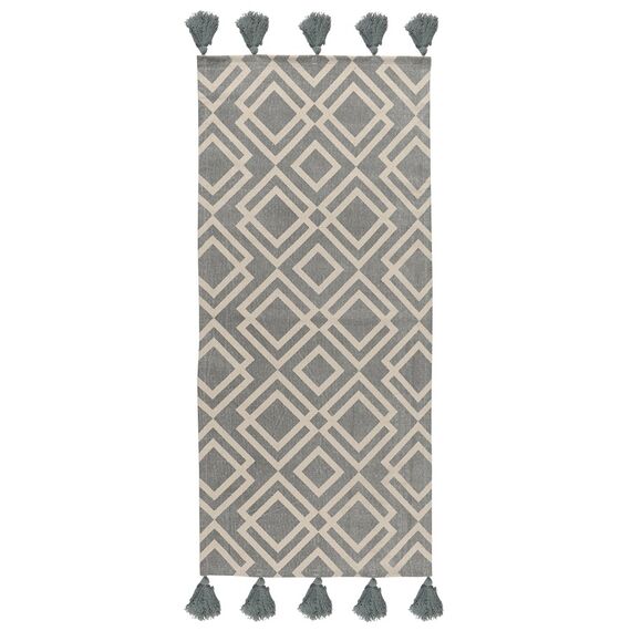 Ковер из хлопка с этническим узором Ромбы и кисточками из коллекции Ethnic, 70х160 см, изображение 2