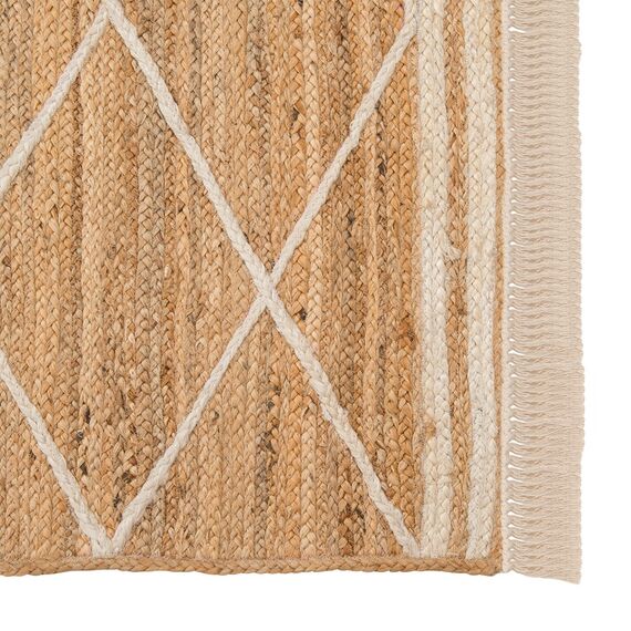 Ковер из джута бежевого цвета с геометрическим рисунком и с бахромой из коллекции Ethnic, 160x230 см, изображение 5