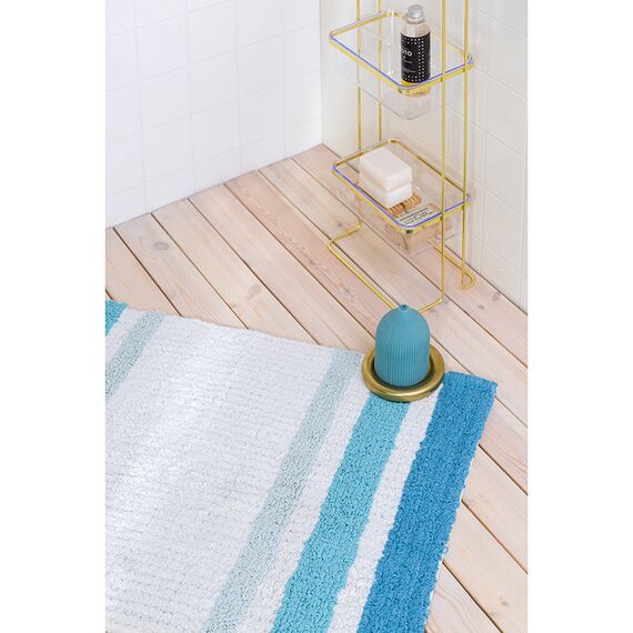 Коврик для ванной из хлопка с синей полоской коллекции Essential, 50х80 см, изображение 6