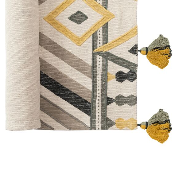 Ковер из хлопка с контрастным узором и кисточками из коллекции Ethnic, 70х160 см, изображение 9