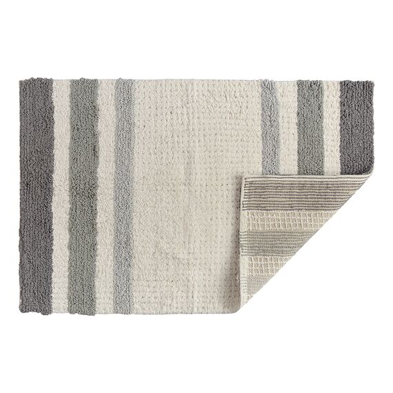 Коврик для ванной из хлопка с серой полоской коллекции Essential, 50х80 см, изображение 2