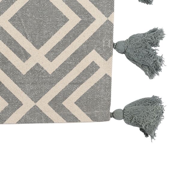 Ковер из хлопка с этническим узором Ромбы и кисточками из коллекции Ethnic, 70х160 см, изображение 8