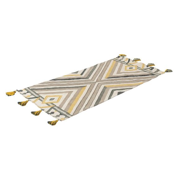 Ковер из хлопка с контрастным узором и кисточками из коллекции Ethnic, 70х160 см, изображение 7