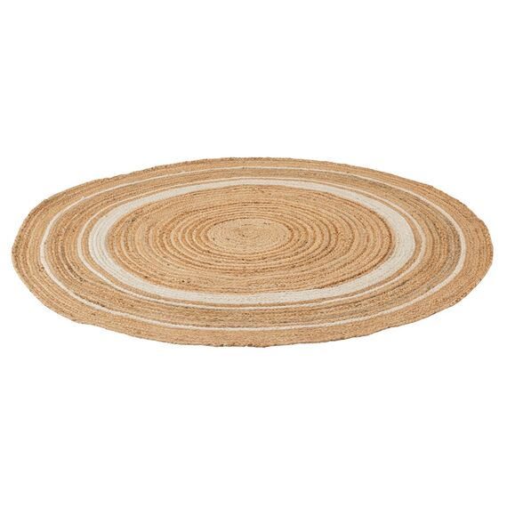 Ковер из джута круглый с вставками белого цвета из коллекции Ethnic, 150 см, изображение 2