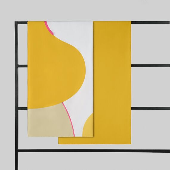 Комплект постельного белья двуспальный из сатина горчичного цвета с авторским принтом из коллекции Freak Fruit, изображение 5