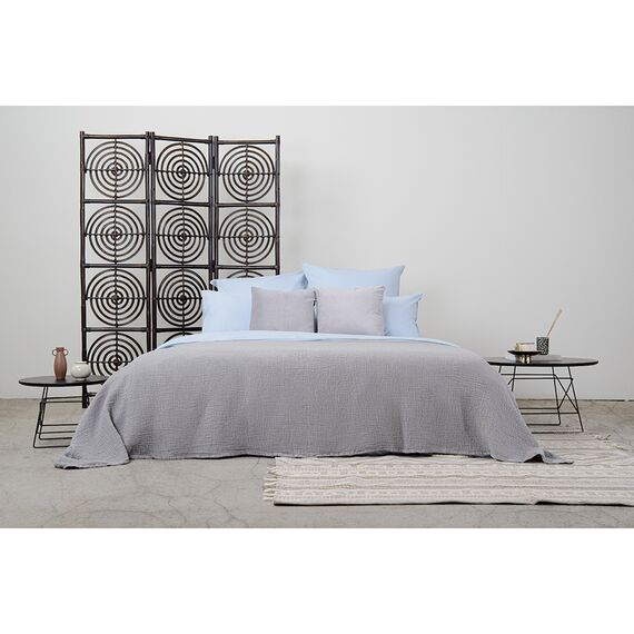 Комплект постельного белья двуспальный небесно-голубого цвета из органического стираного хлопка из коллекции Essential, изображение 2