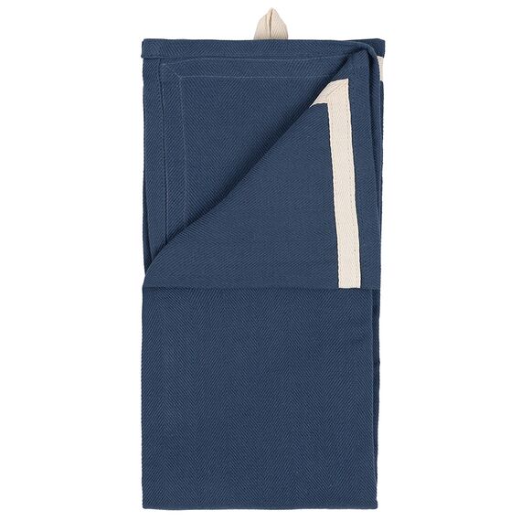 Набор из двух кухонных полотенец саржевого плетения темно-синего цвета из коллекции Essential, 50х70 см, изображение 3