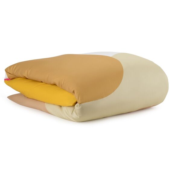 Комплект постельного белья полутораспальный из сатина горчичного цвета с авторским принтом из коллекции Freak Fruit, изображение 6