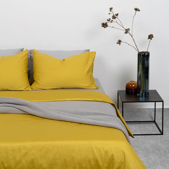 Набор из двух наволочек из сатина горчичного цвета из коллекции Essential, 50х70 см, изображение 3