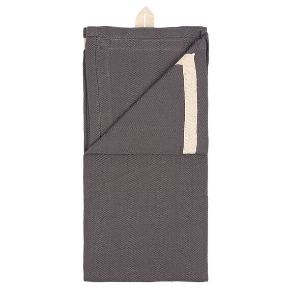 Набор из двух кухонных полотенец саржевого плетения серого цвета из коллекции Essential, 50х70 см, изображение 3