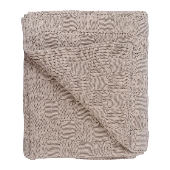 Плед из хлопка рельефной вязки светло-серого цвета из коллекции Essential, 130х170 см, изображение 3