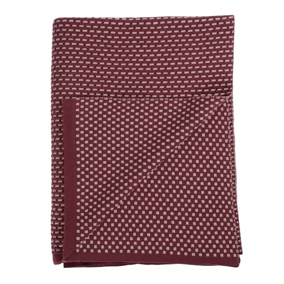 Плед из хлопка фактурной вязки бордового цвета из коллекции Essential, 130х180 см, изображение 7