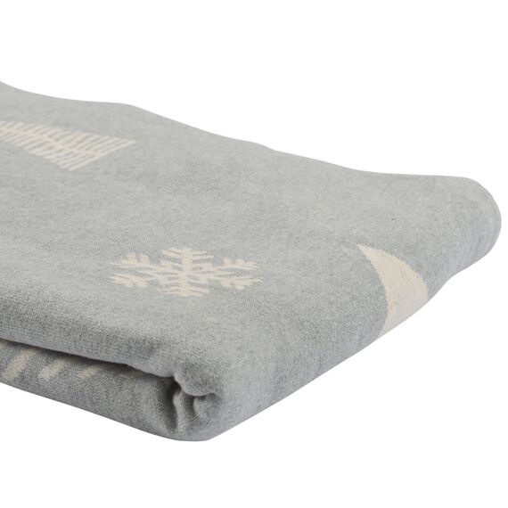 Плед из хлопка с новогодним рисунком Christmas tree из коллекции New Year Essential, 130х180 см, изображение 5