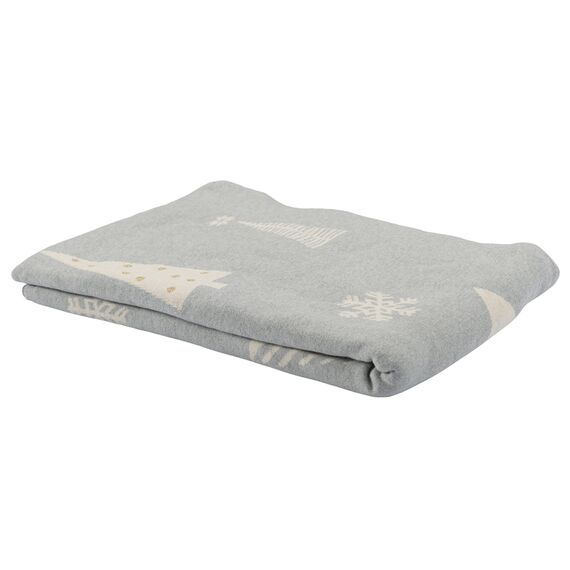 Плед из хлопка с новогодним рисунком Christmas tree из коллекции New Year Essential, 130х180 см, изображение 3