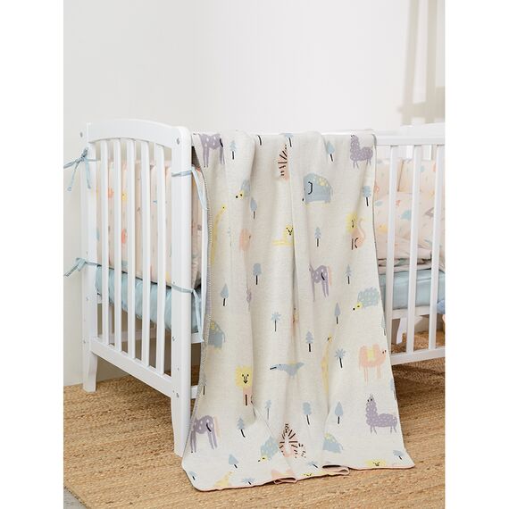 Плед из хлопка с принтом Animalia world из коллекции Tiny world 80х110 см, изображение 2