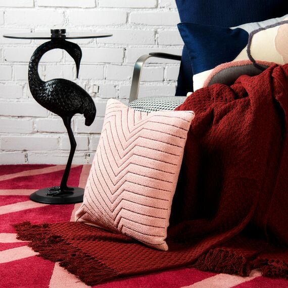 Подушка декоративная cтеганая из хлопка цвета пыльной розы из коллекции Ethnic, 45х45 см, изображение 2