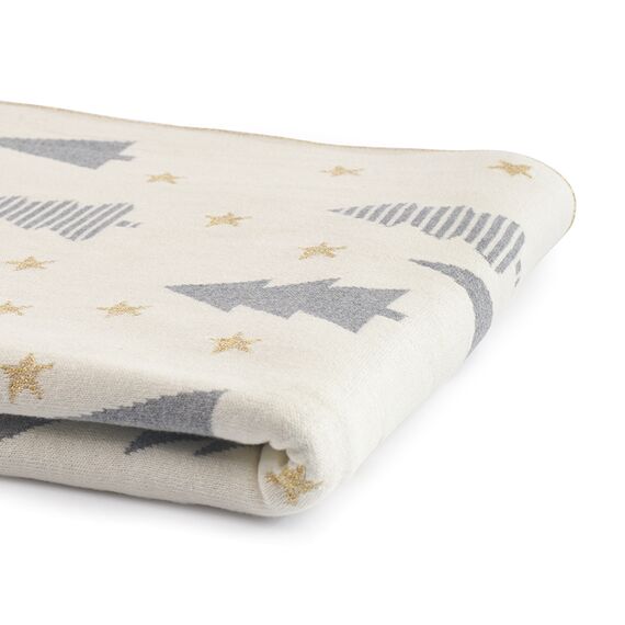 Плед из хлопка с новогодним рисунком Magic forest из коллекции New Year Essential, 130х180 см, изображение 5