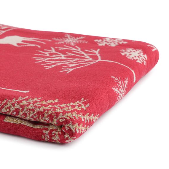 Плед из хлопка с новогодним рисунком Winter fairytale из коллекции New Year Essential, 130х180 см, изображение 4