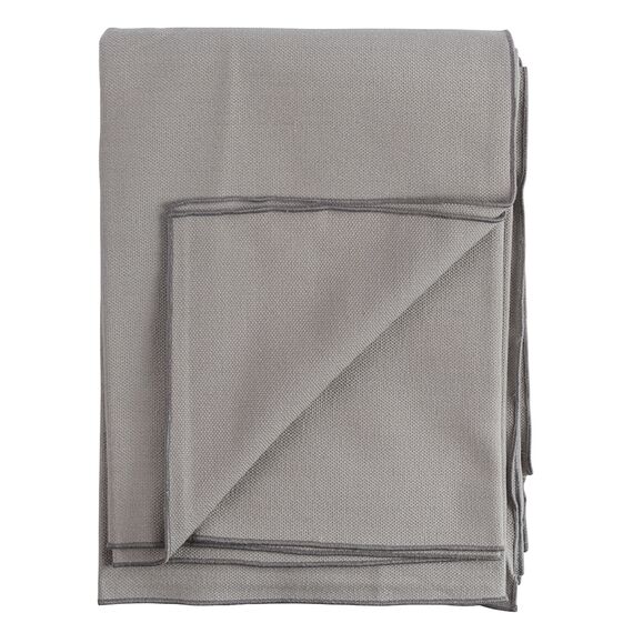 Покрывало из фактурного хлопка серого цвета с контрастным кантом из коллекции Essential, 180х250 см, изображение 2