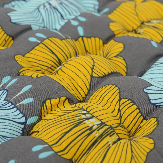 Подушка на стул из хлопка серого цвета с принтом Цветы из коллекции Prairie, 40х40 см, изображение 3