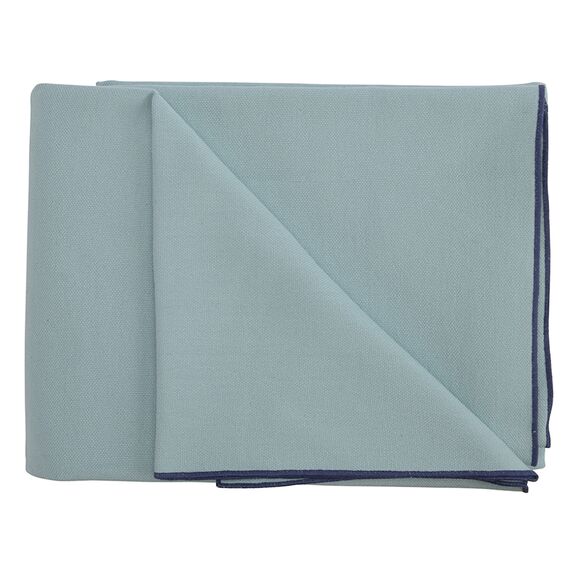 Покрывало из фактурного хлопка голубого цвета с контрастным кантом из коллекции Essential, 180х250 см, изображение 3