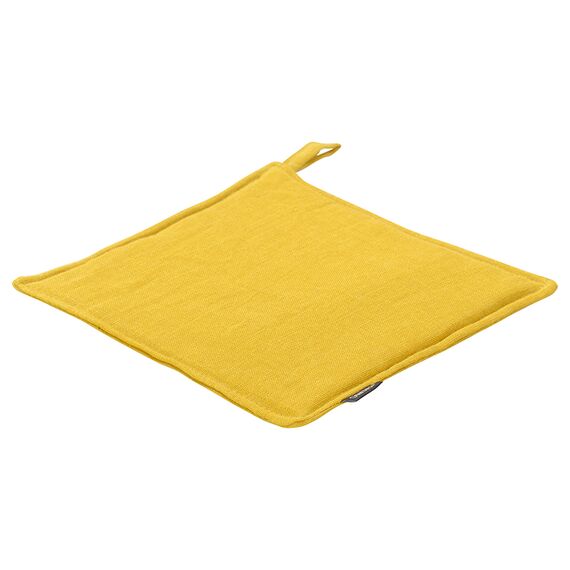 Прихватка из стираного льна горчичного цвета из коллекции Essential, 22х22 см, изображение 2