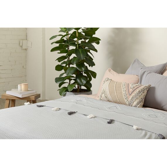 Покрывало из хлопка с этническим орнаментом, с бахромой и кисточками из коллекции Ethnic, 180х250 см, изображение 5