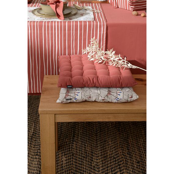 Подушка на стул из хлопка терракотового цвета из коллекции Prairie, 40х40 см, изображение 7