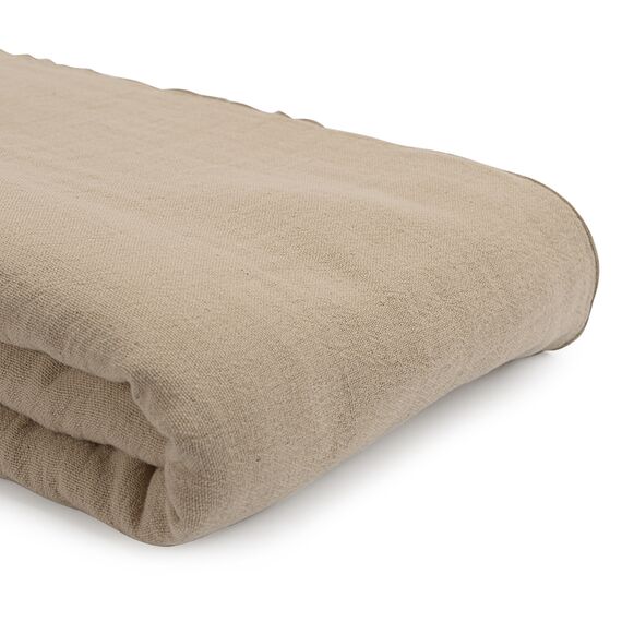 Покрывало легкое из хлопка бежевого цвета с контрастной каймой из коллекции Essential, 180х250 см, изображение 6