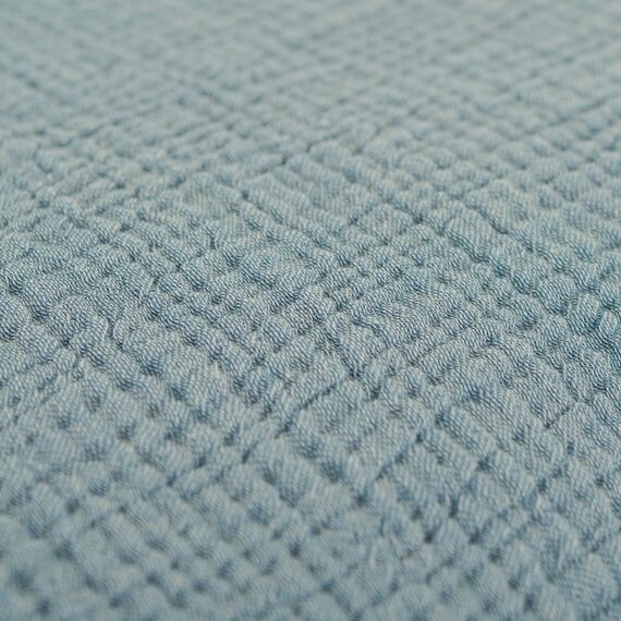 Покрывало из жатого хлопка джинсово-синего цвета  из коллекции Essential, 230х250 см, изображение 6