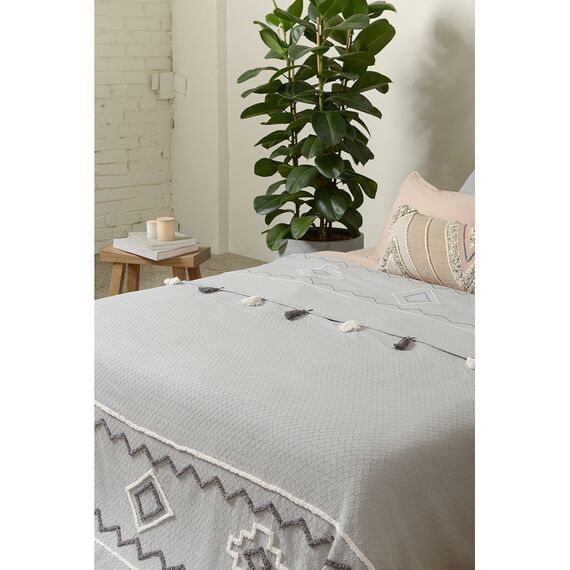 Покрывало из хлопка с этническим орнаментом, с бахромой и кисточками из коллекции Ethnic, 230х250 см, изображение 4