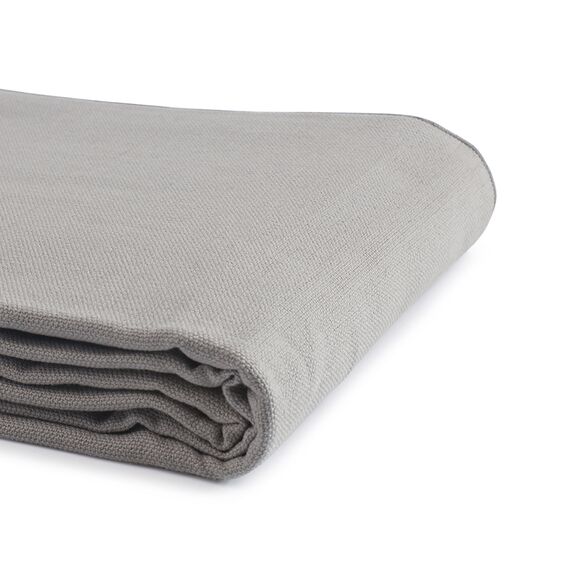 Покрывало из фактурного хлопка серого цвета с контрастным кантом из коллекции Essential, 180х250 см, изображение 4