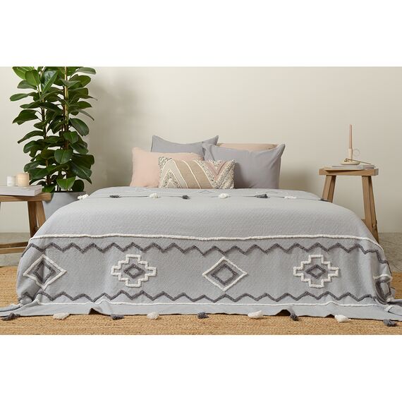 Покрывало из хлопка с этническим орнаментом, с бахромой и кисточками из коллекции Ethnic, 230х250 см, изображение 2