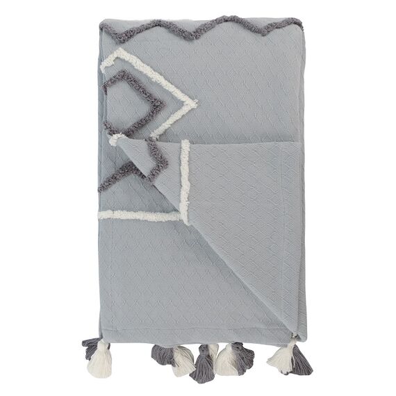 Покрывало из хлопка с этническим орнаментом, с бахромой и кисточками из коллекции Ethnic, 230х250 см, изображение 8