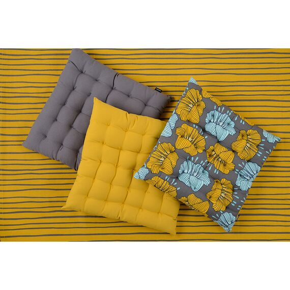 Подушка на стул из хлопка серого цвета с принтом Цветы из коллекции Prairie, 40х40 см, изображение 5