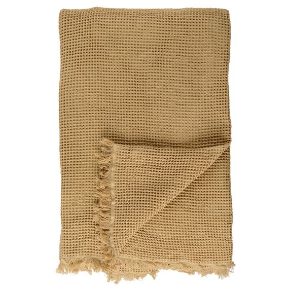 Покрывало вафельное из хлопка светло-коричневого цвета  из коллекции Essential, 230х250 см, изображение 4