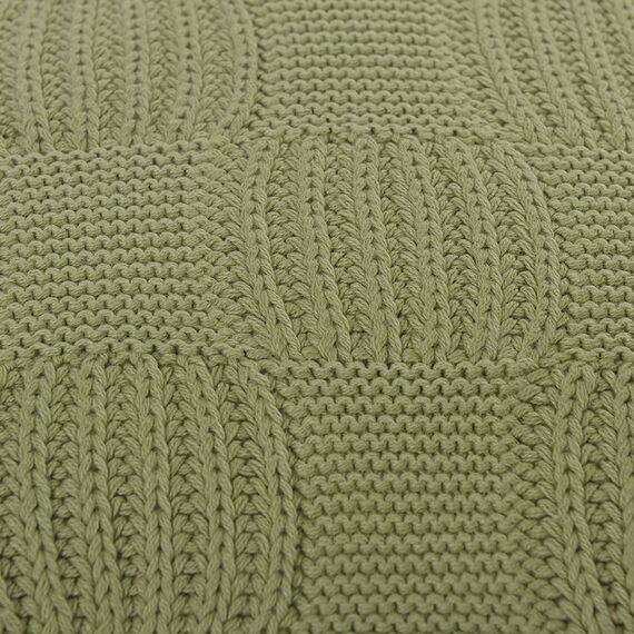 Подушка из хлопка рельефной вязки травянисто-зеленого цвета из коллекции Essential, 45х45 см, изображение 4