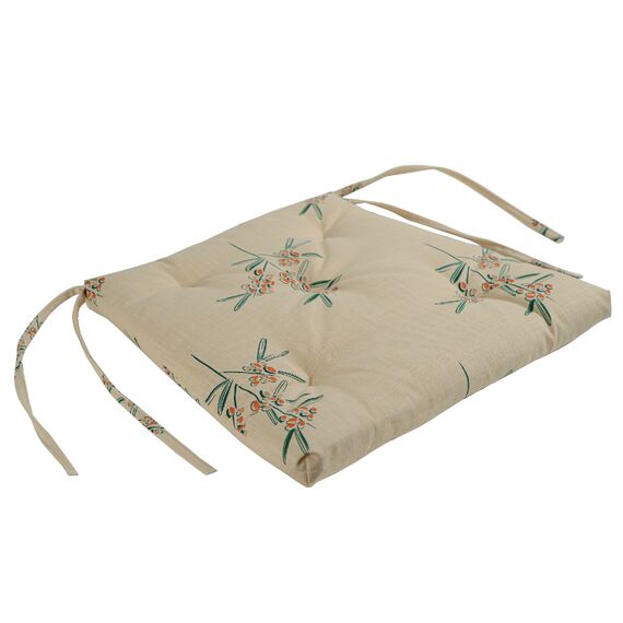 Подушка на стул из хлопка с графичным принтом Обед рябинника из коллекции Russian North, 40х40 см, изображение 2