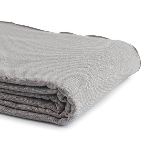 Покрывало из фактурного хлопка серого цвета с контрастным кантом из коллекции Essential, 230х250 см, изображение 4
