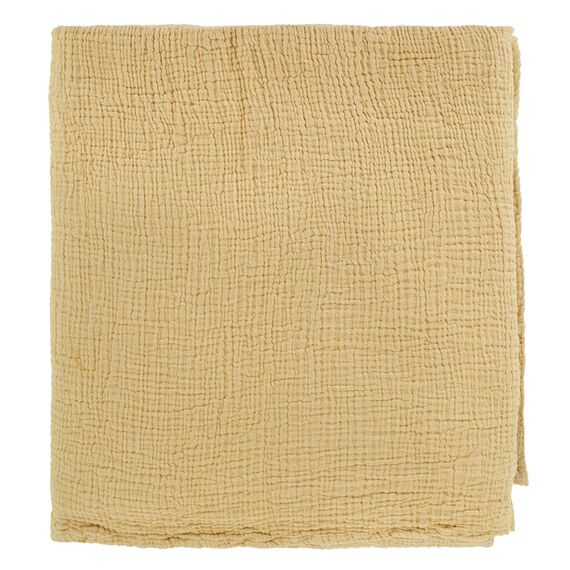Покрывало из жатого хлопка горчичного цвета  из коллекции Essential, 230х250 см, изображение 3