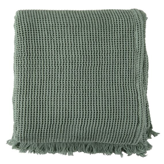 Покрывало вафельное из хлопка мятного цвета  из коллекции Essential, 180х250 см, изображение 2