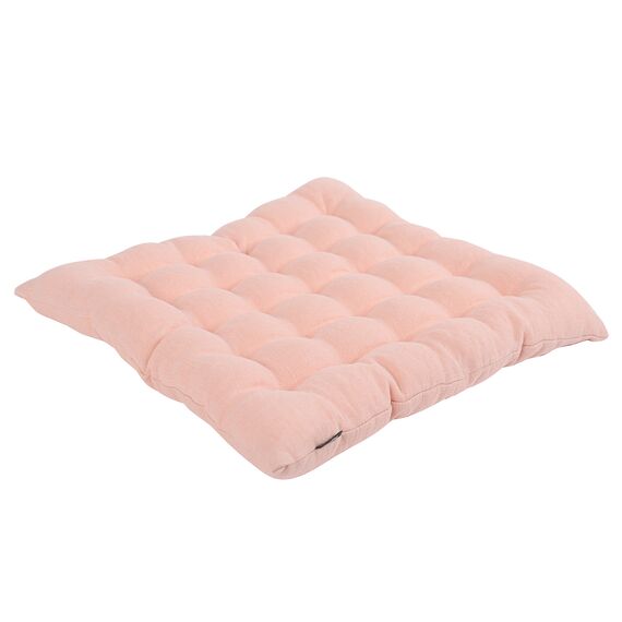 Подушка стеганая на стул из умягченного льна розово-пудрового цвета из коллекции Essential, 40х40 см, изображение 4