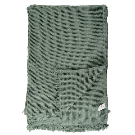 Покрывало вафельное из хлопка мятного цвета  из коллекции Essential, 180х250 см, изображение 3