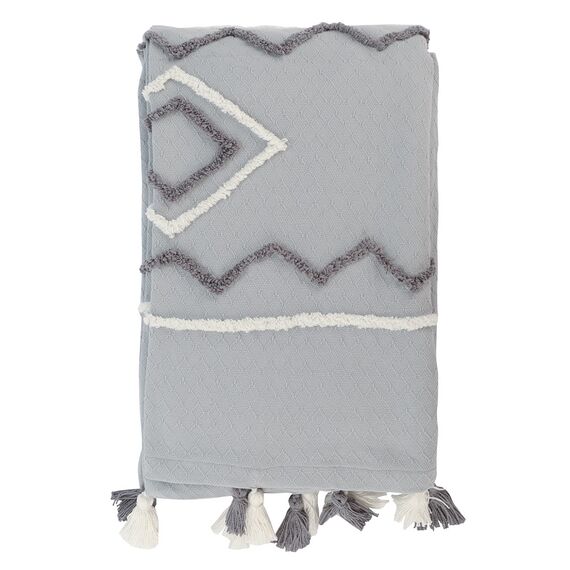 Покрывало из хлопка с этническим орнаментом, с бахромой и кисточками из коллекции Ethnic, 180х250 см, изображение 7