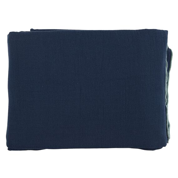 Покрывало легкое из хлопка темно-синего цвета с контрастной каймой из коллекции Essential, 180х250 см, изображение 6